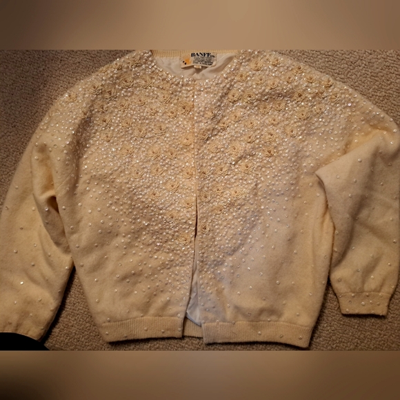 Banff ltd retro cardigan wool 38 sequined - Picture 2 of 13